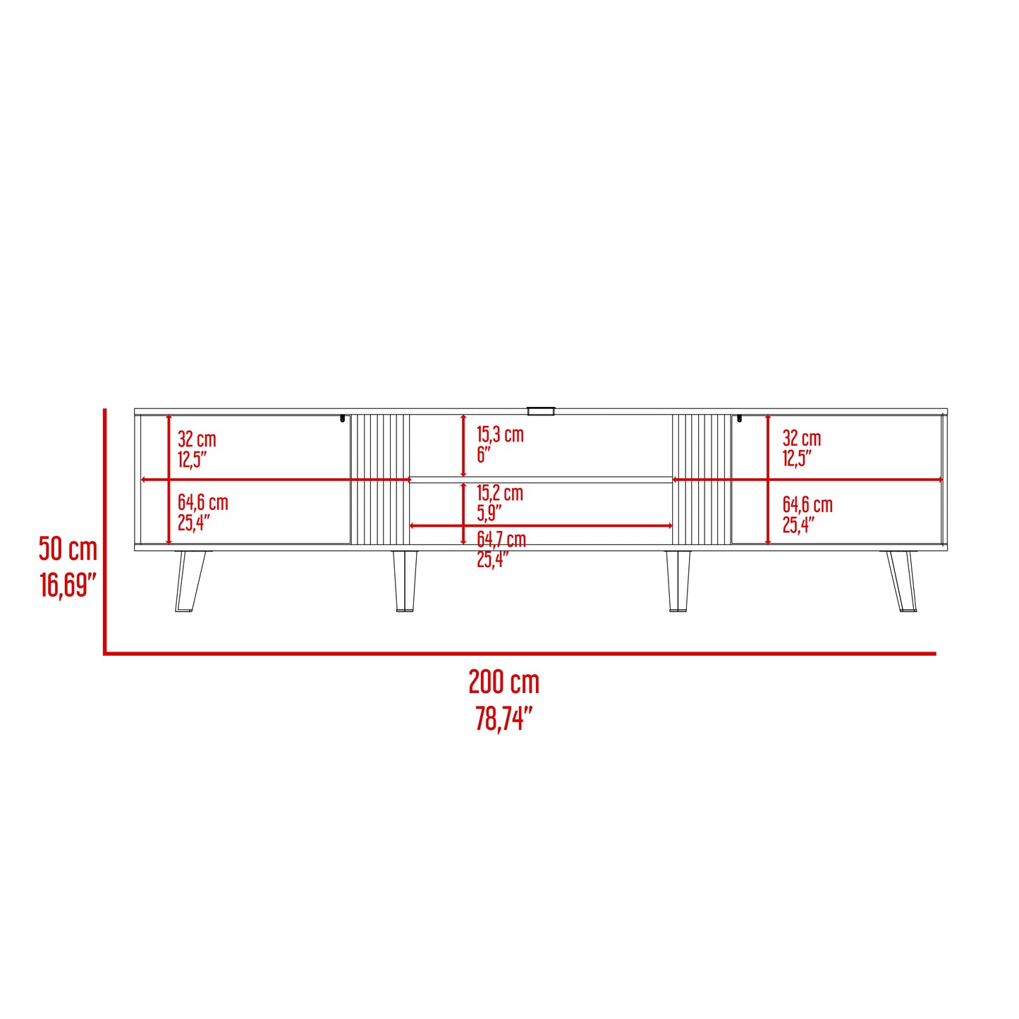 Rack Para Tv 75 Shawnee 50X200X50 Rta Nogal Eu"