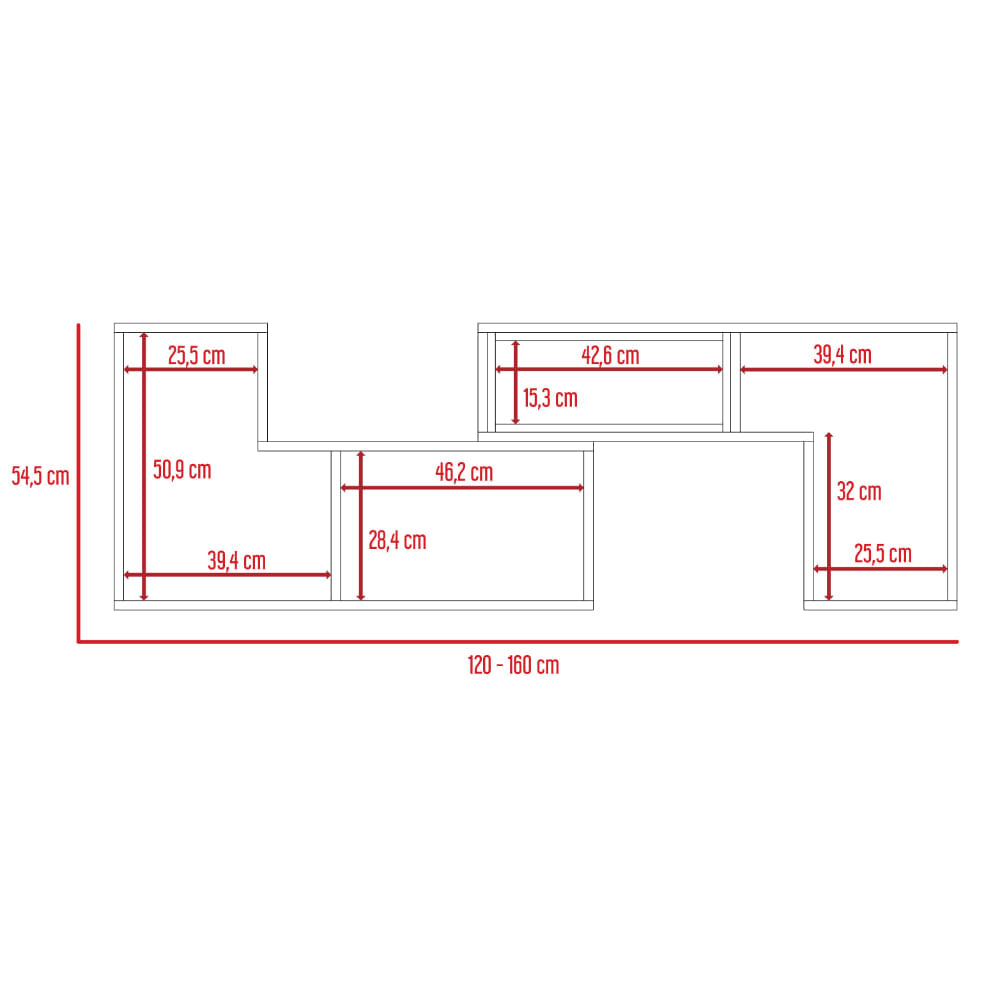 Rack Tv Extensible Zebrano Rovere+Blanco