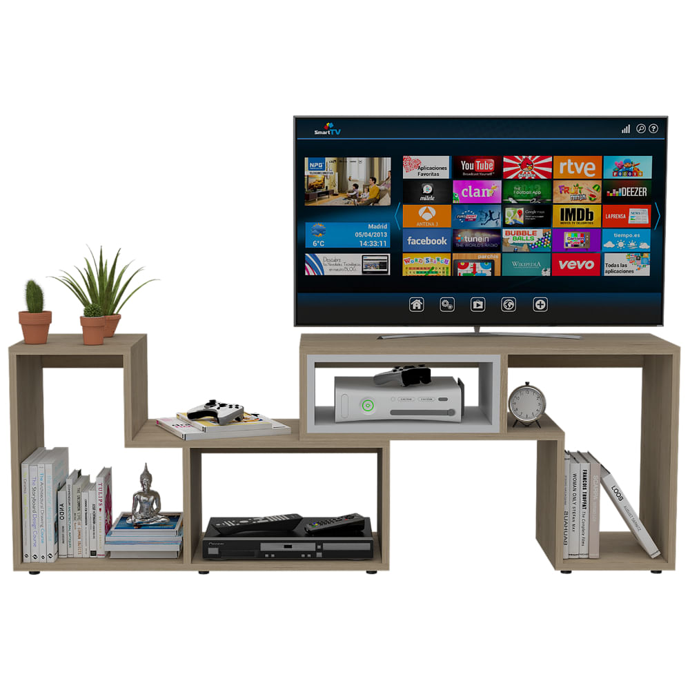 Rack Tv Extensible Zebrano Rovere+Blanco