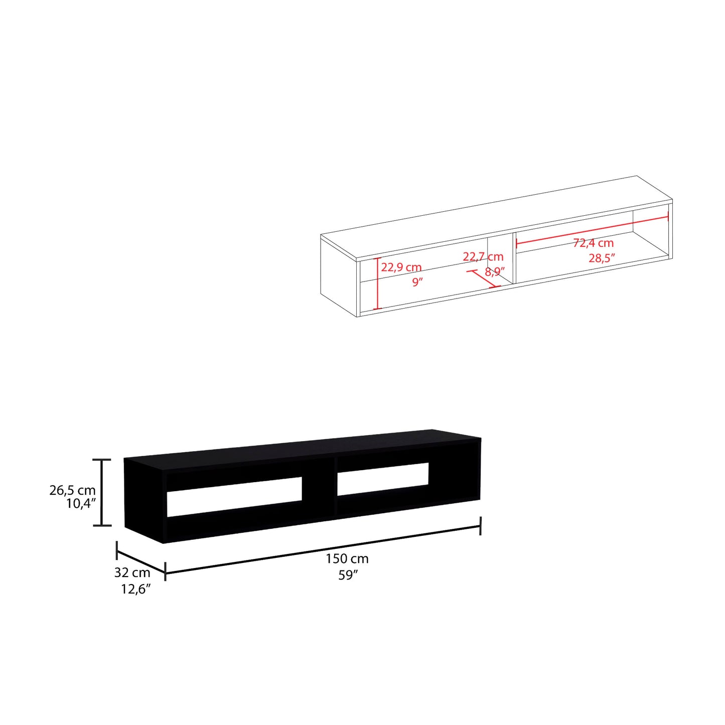 Rack Tv 65'' Flotante 26X150 Rta Wengue