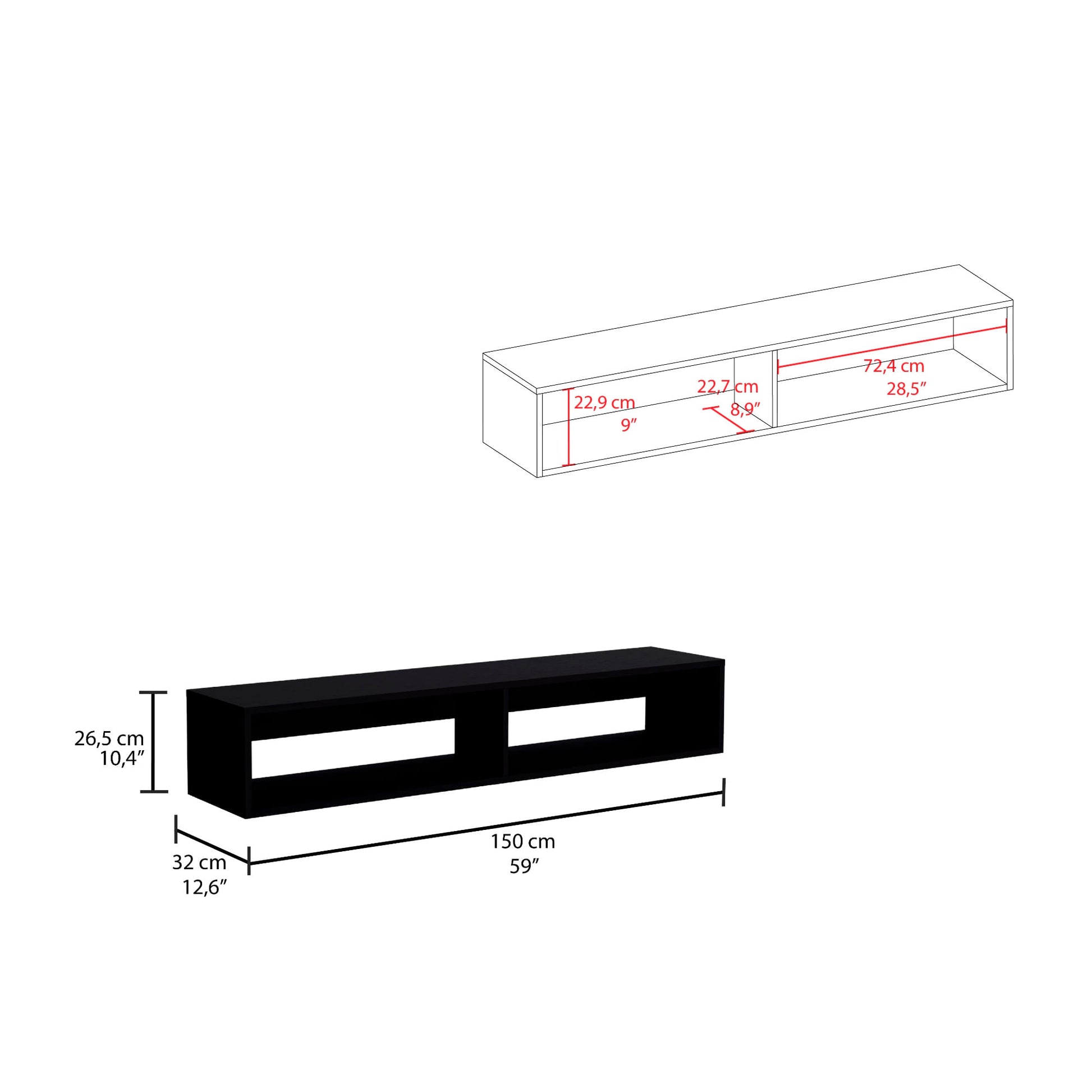 Rack Tv 65'' Flotante 26X150 Rta Wengue