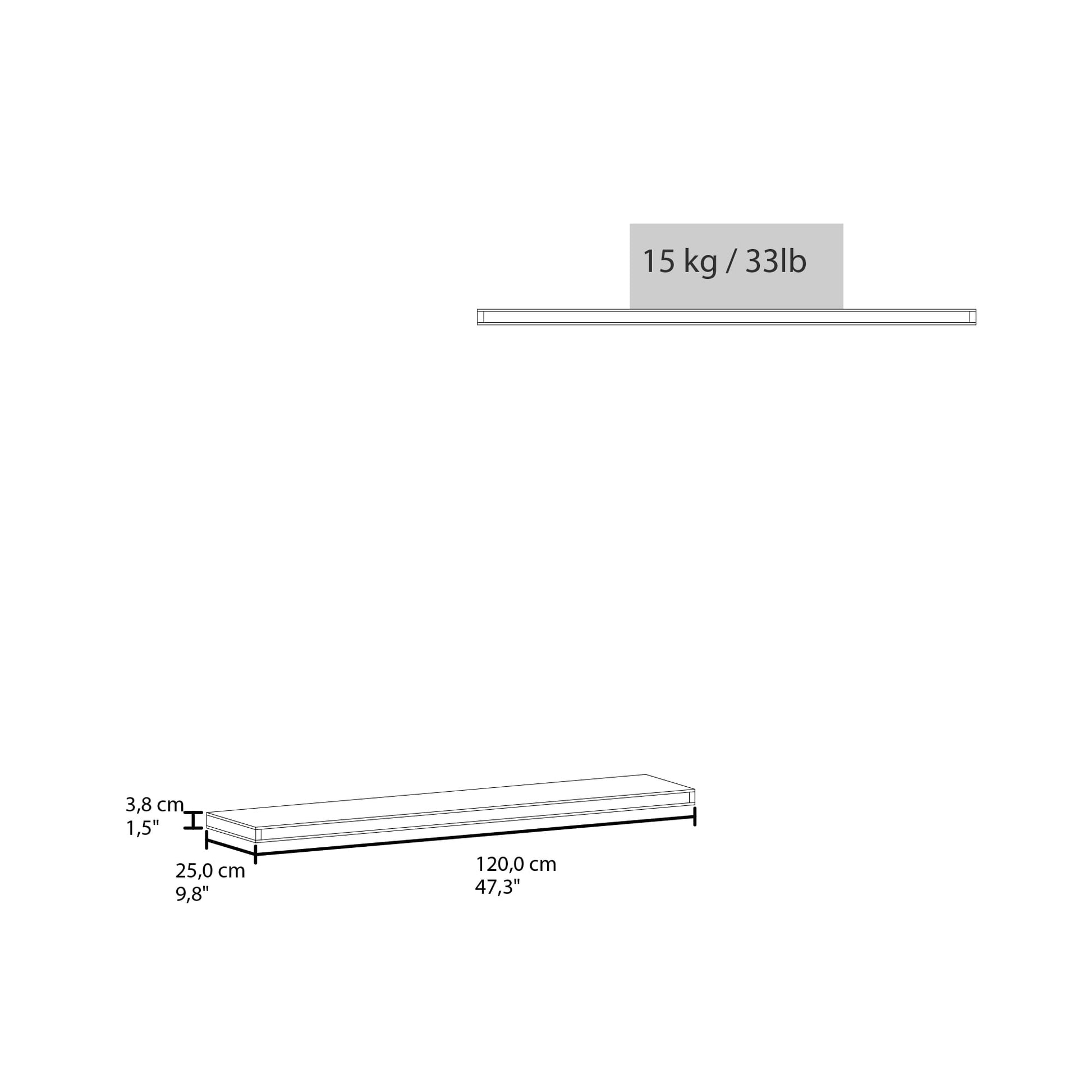 Repisa Flotante 120 X 25 Rta Wengue