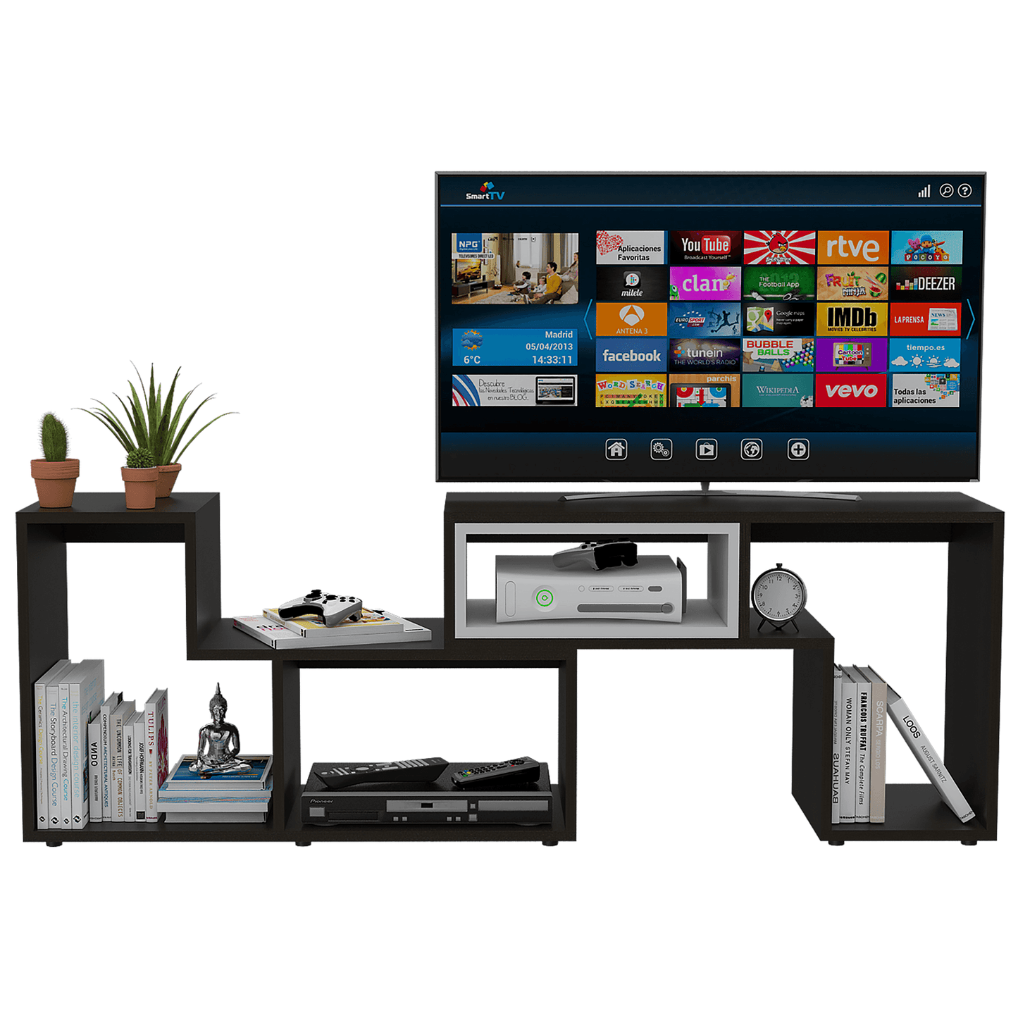 Rack Tv Extensible Zembrano Rta Wengue + Blanco