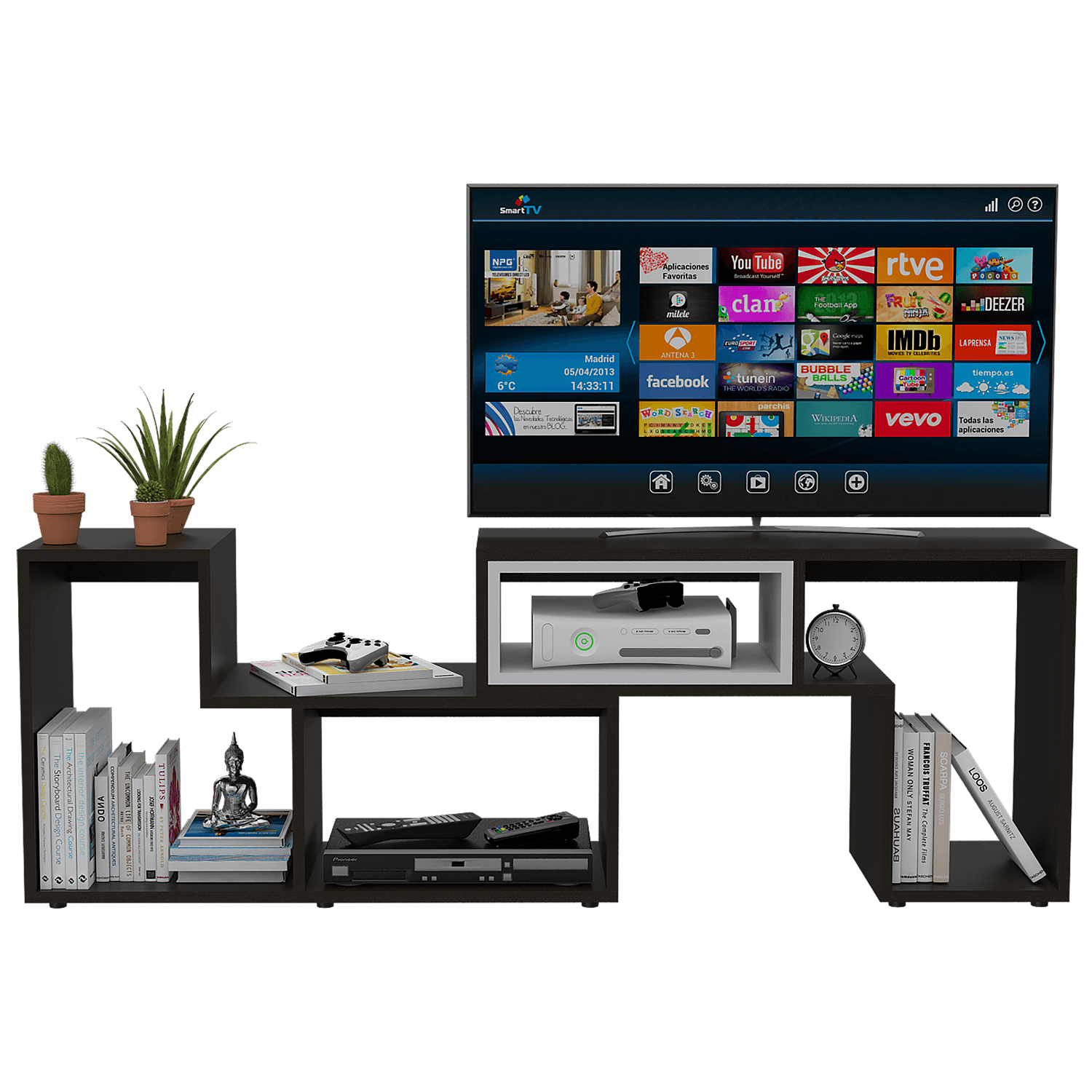 Rack Tv Extensible Zembrano Rta Wengue + Blanco