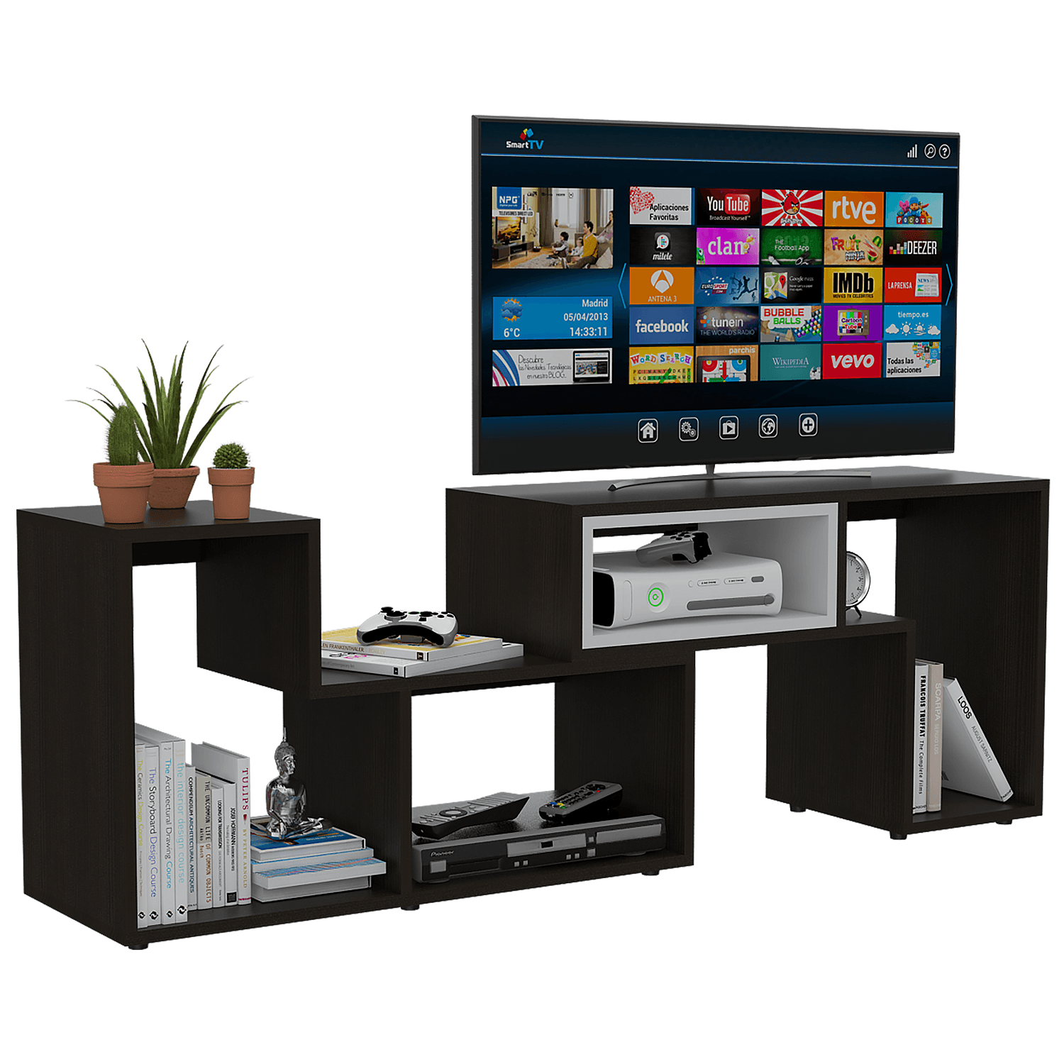 Rack Tv Extensible Zembrano Rta Wengue + Blanco