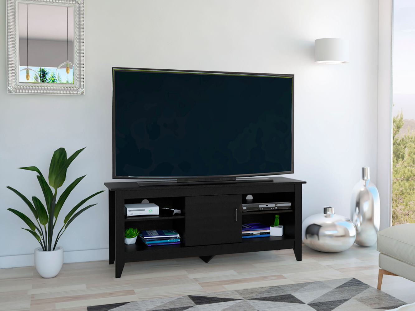 Rack Essential Tv 65 Con Puerta Wengue