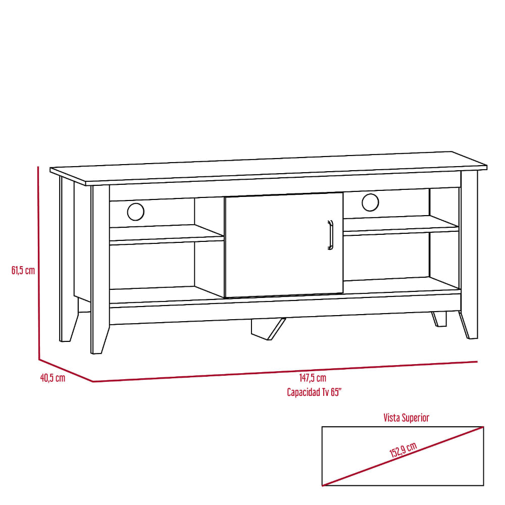 Rack Essential Tv 65 Con Puerta Wengue