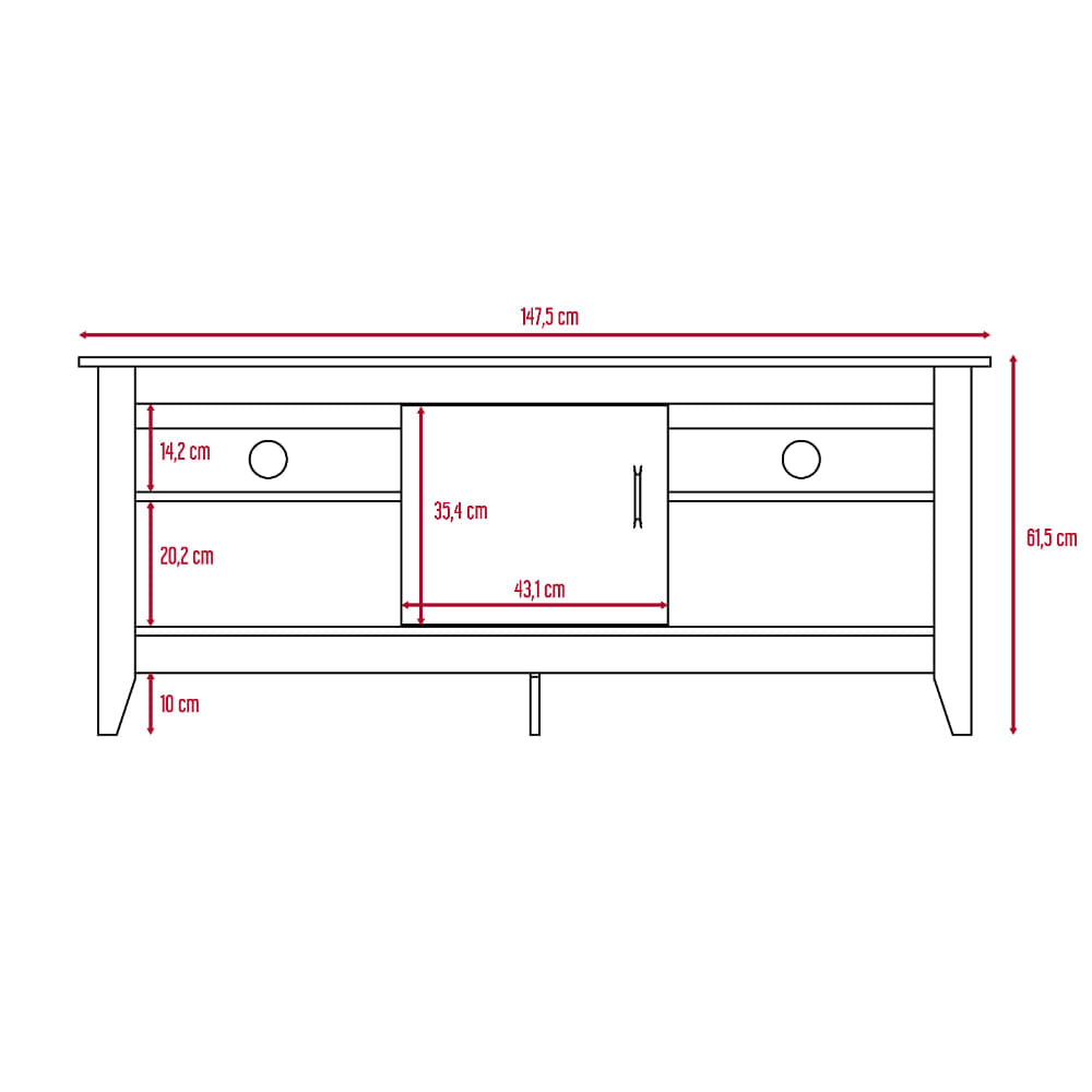 Rack Essential Tv 65 Con Puerta Wengue
