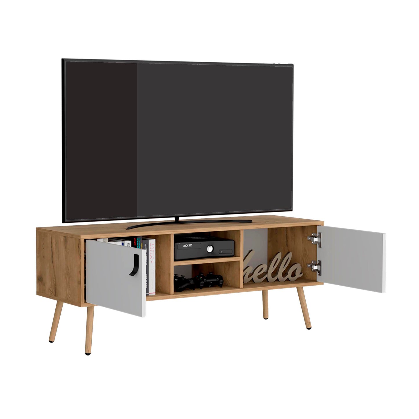 Rack Para Tv 50'' 121 X 48 Huna Rta Macadamia Blanco