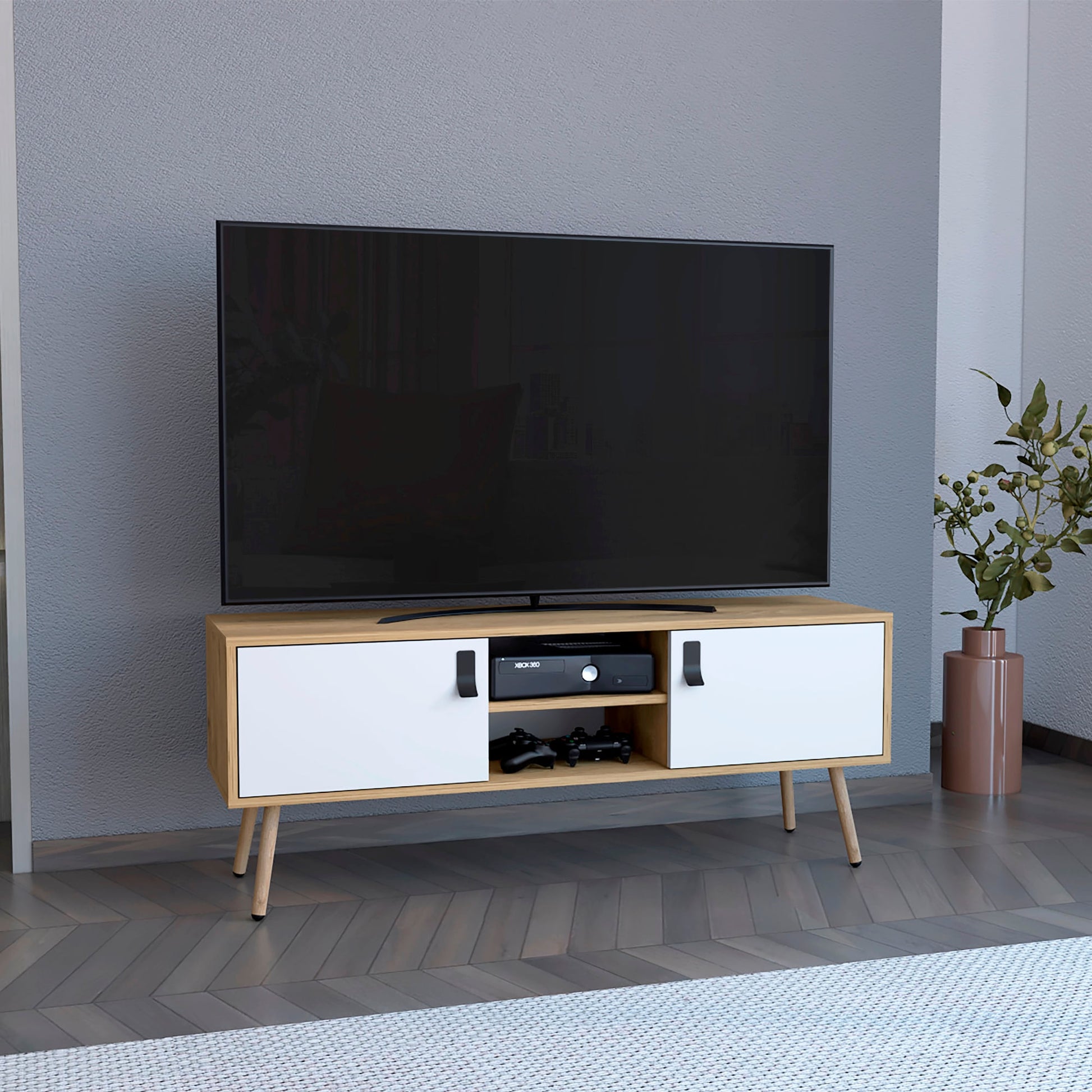 Rack Para Tv 50'' 121 X 48 Huna Rta Macadamia Blanco