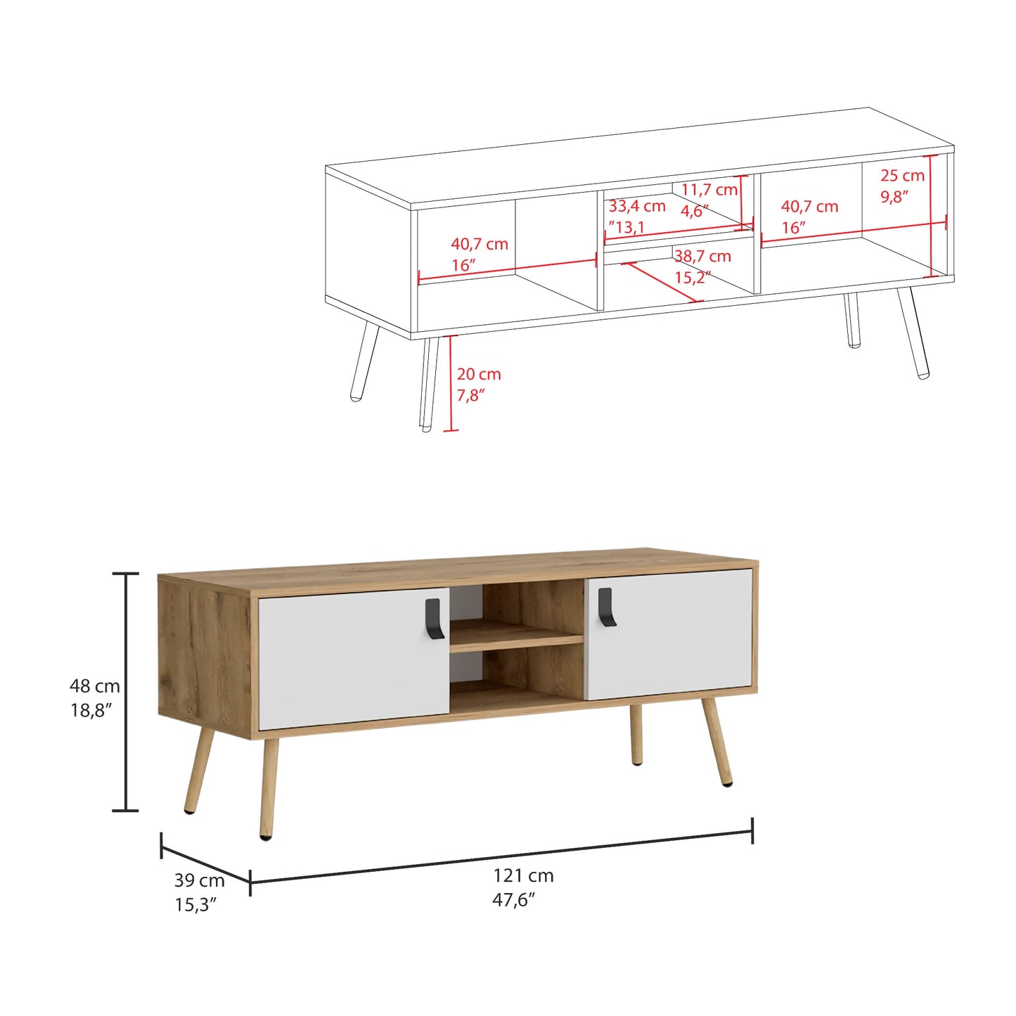 Rack Para Tv 50'' 121 X 48 Huna Rta Macadamia Blanco