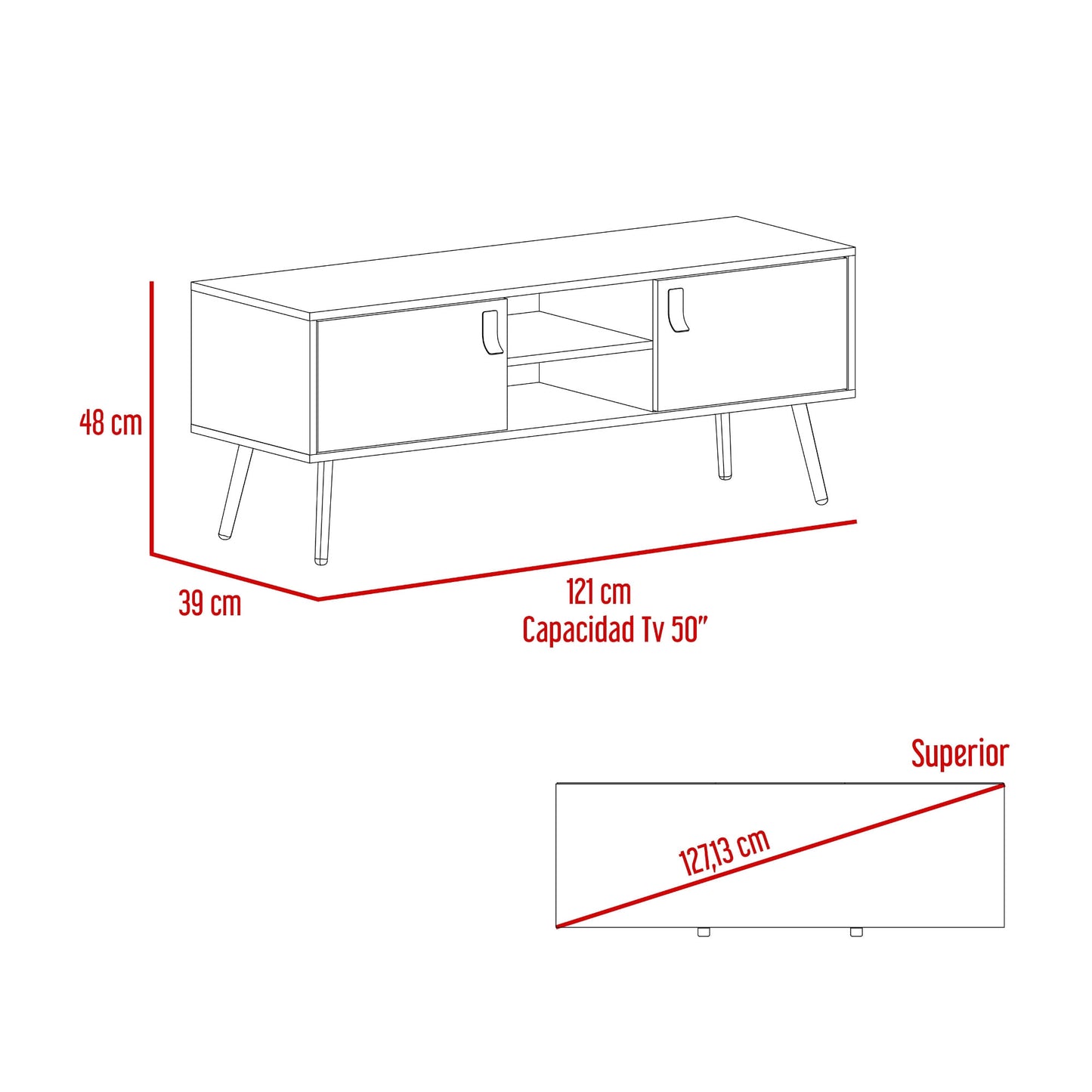 Rack Para Tv 50'' 121 X 48 Huna Rta Macadamia Blanco