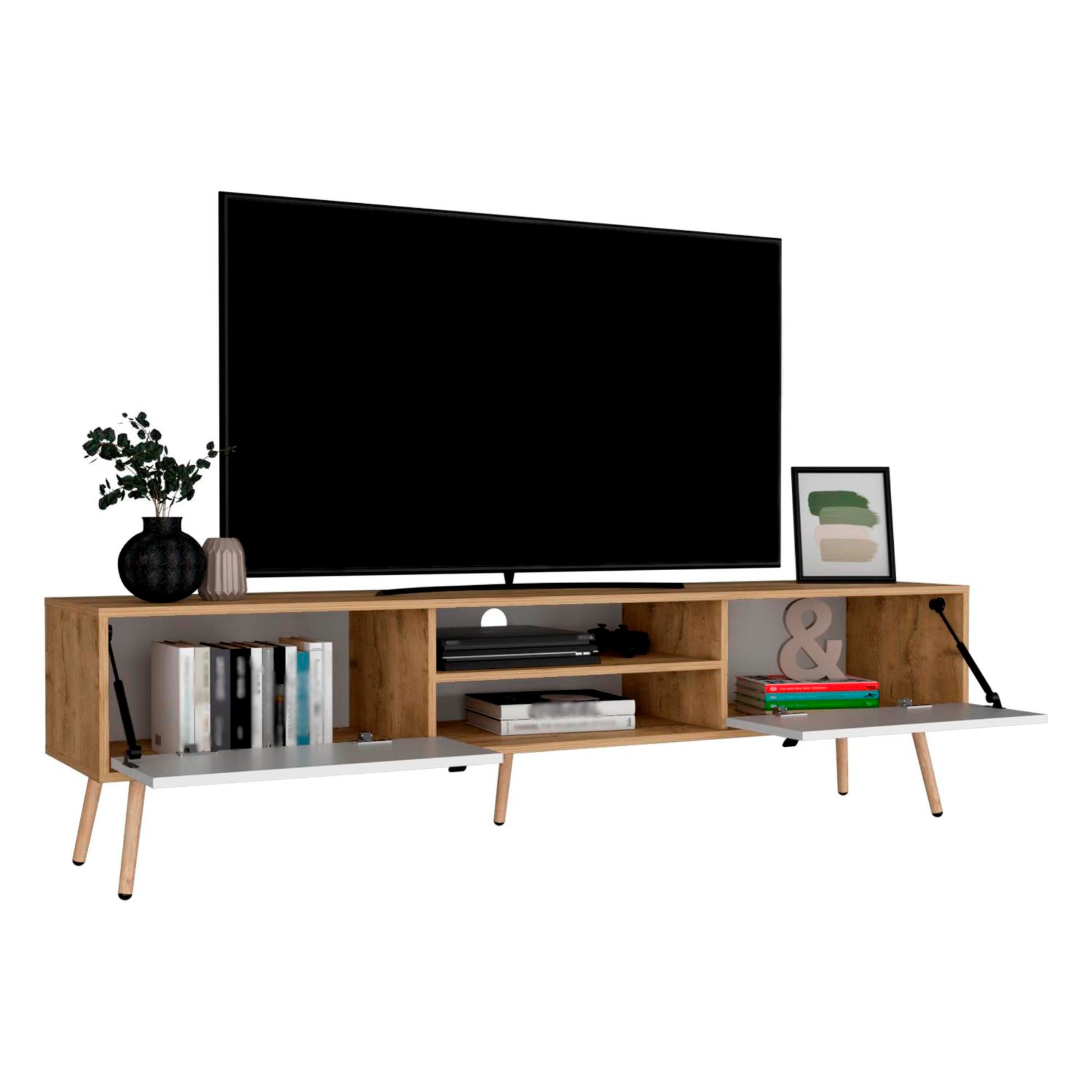 Rack Para Tv 75'' 180 X 48  Huna Rta Macadamia Blanco
