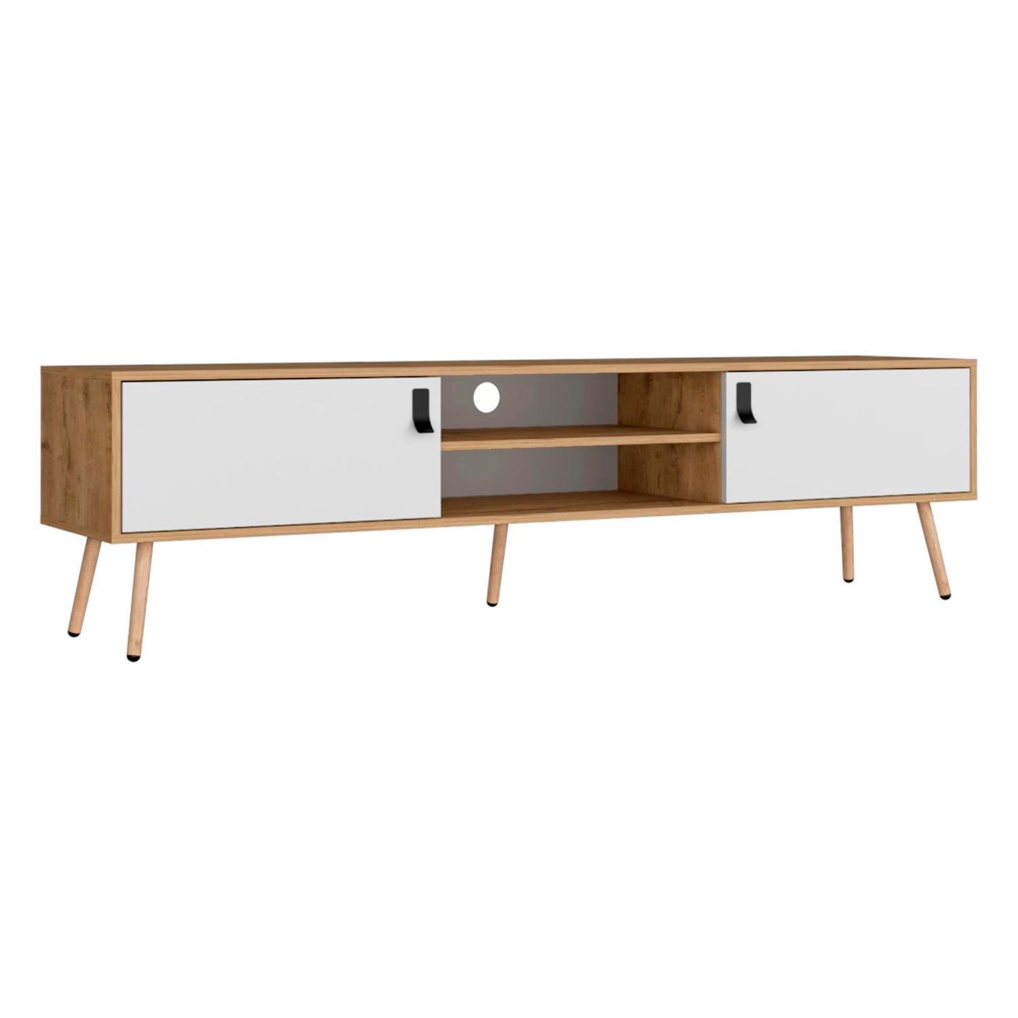 Rack Para Tv 75'' 180 X 48  Huna Rta Macadamia Blanco