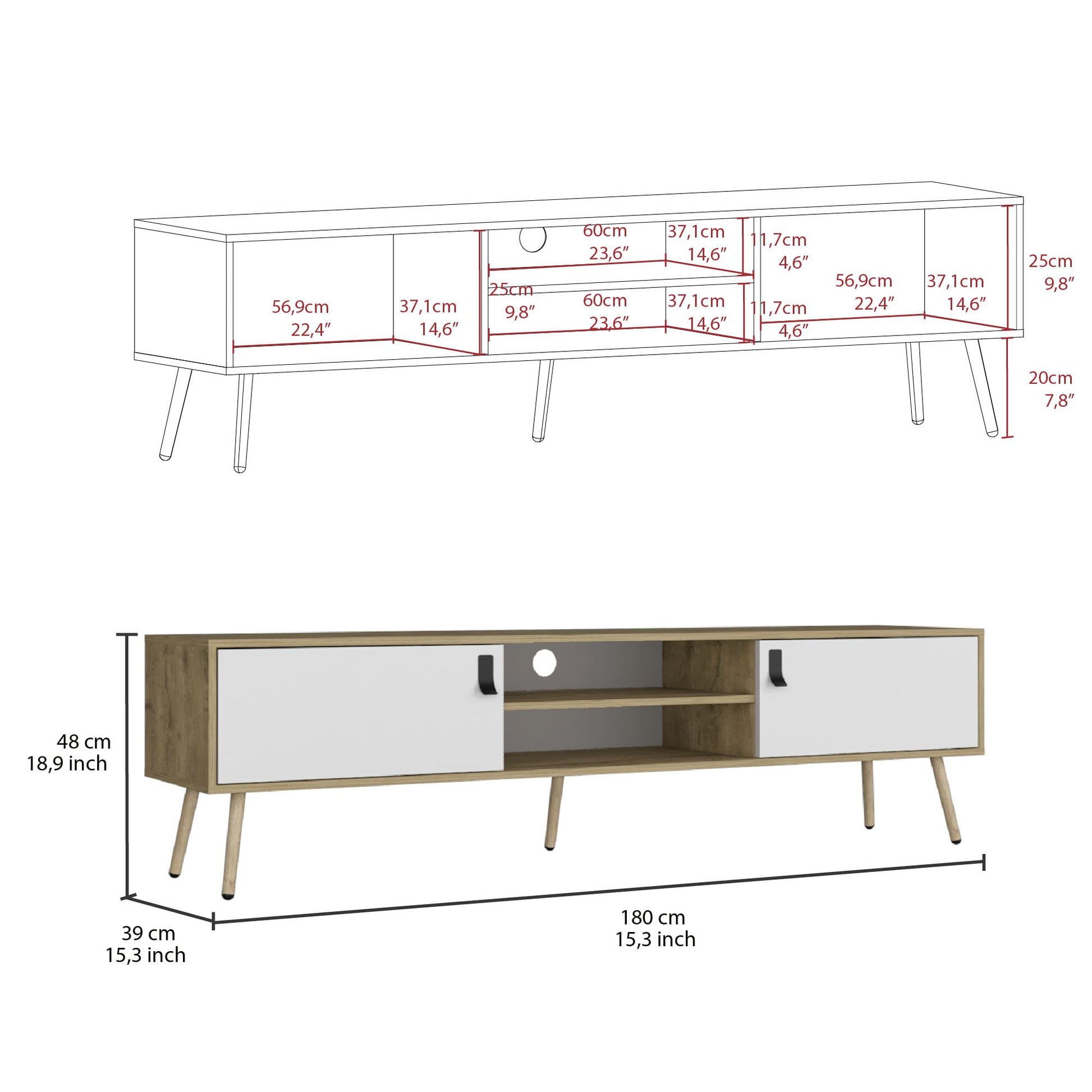 Rack Para Tv 75'' 180 X 48  Huna Rta Macadamia Blanco