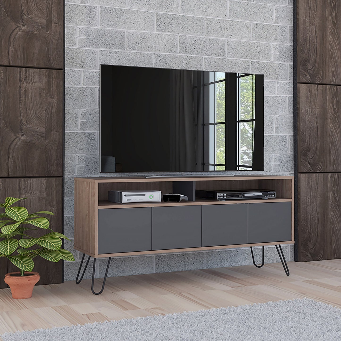 Rack Tv Vassel Rta Miel-Plomo