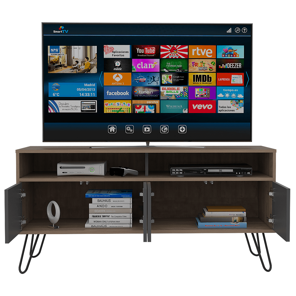 Rack Tv Vassel Rta Miel-Plomo