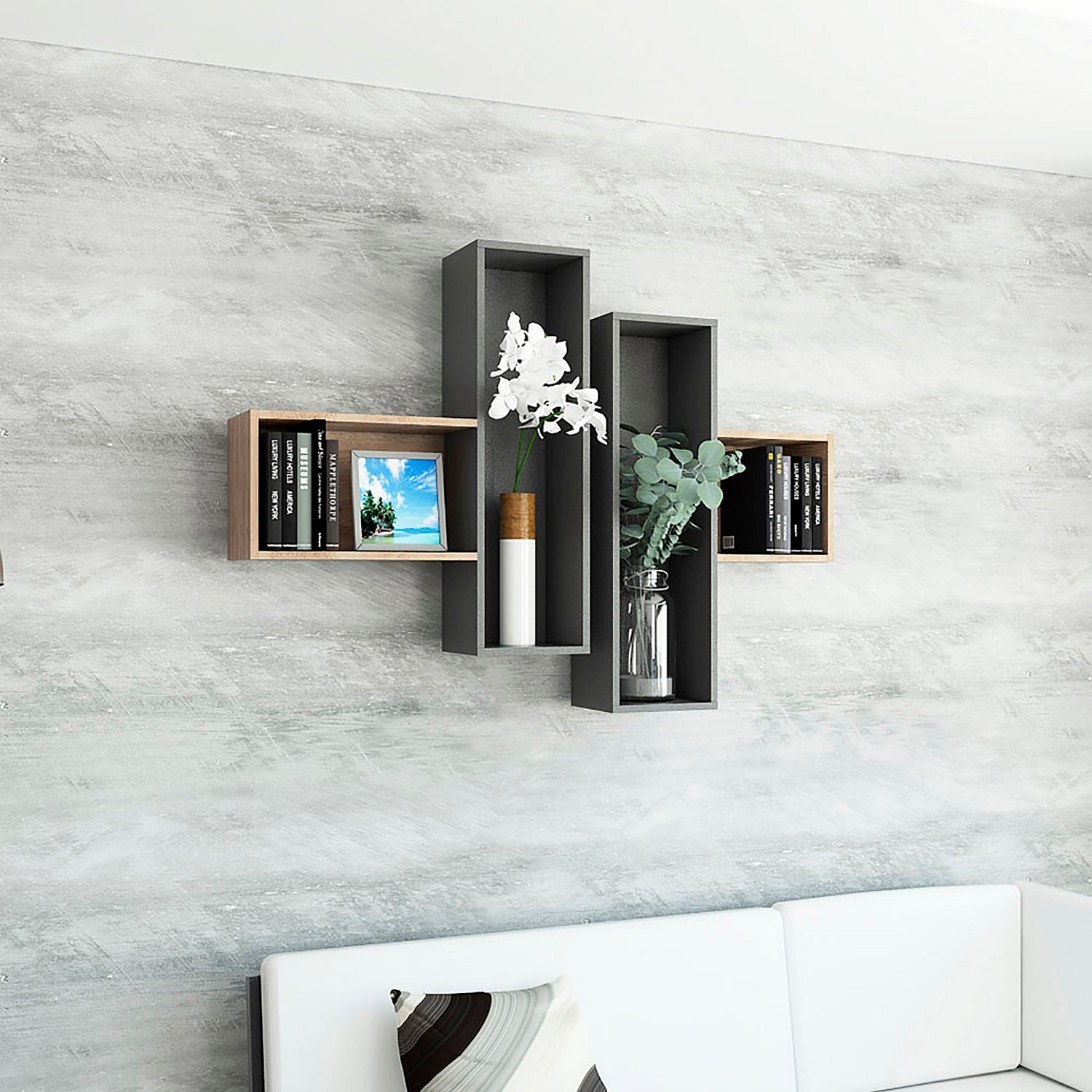 Repisa Wall 2A Miel+Plomo