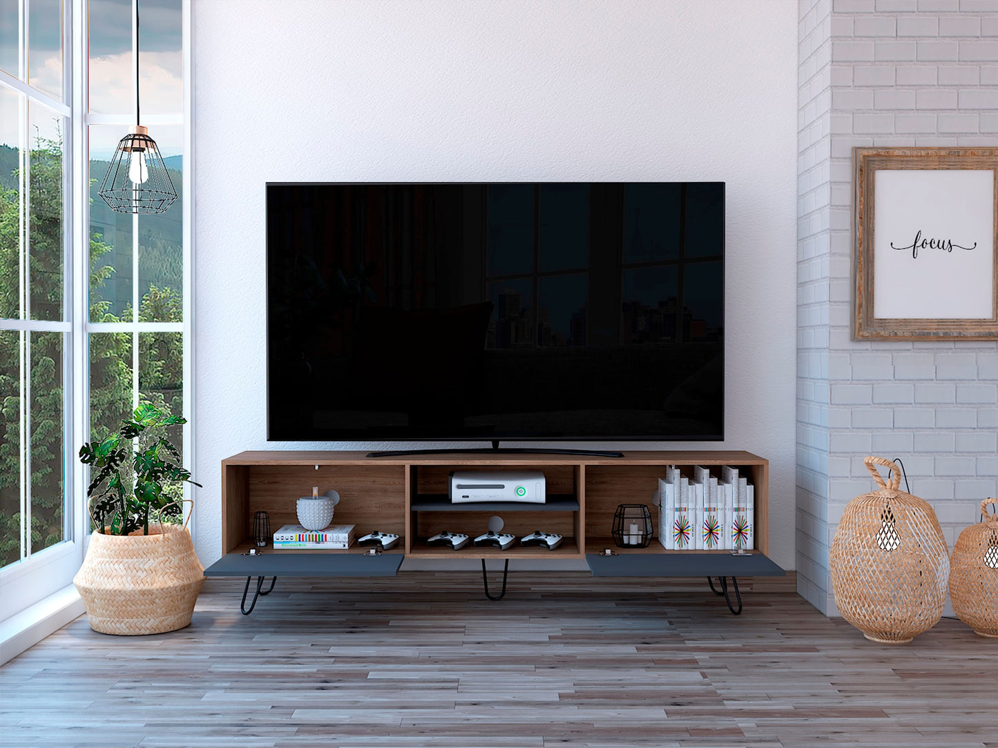 Rack Para Tv Vassel Rta Miel + Plomo