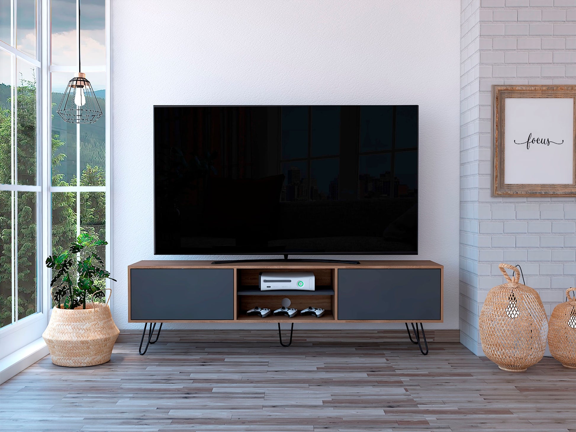 Rack Para Tv Vassel Rta Miel + Plomo