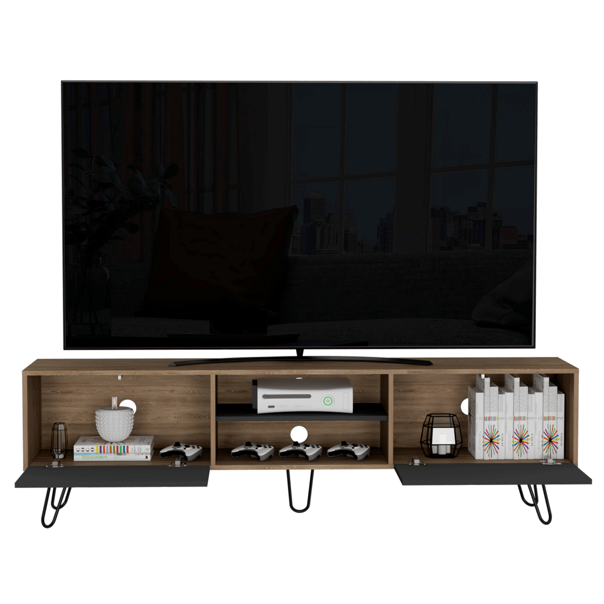 Rack Para Tv Vassel Rta Miel + Plomo