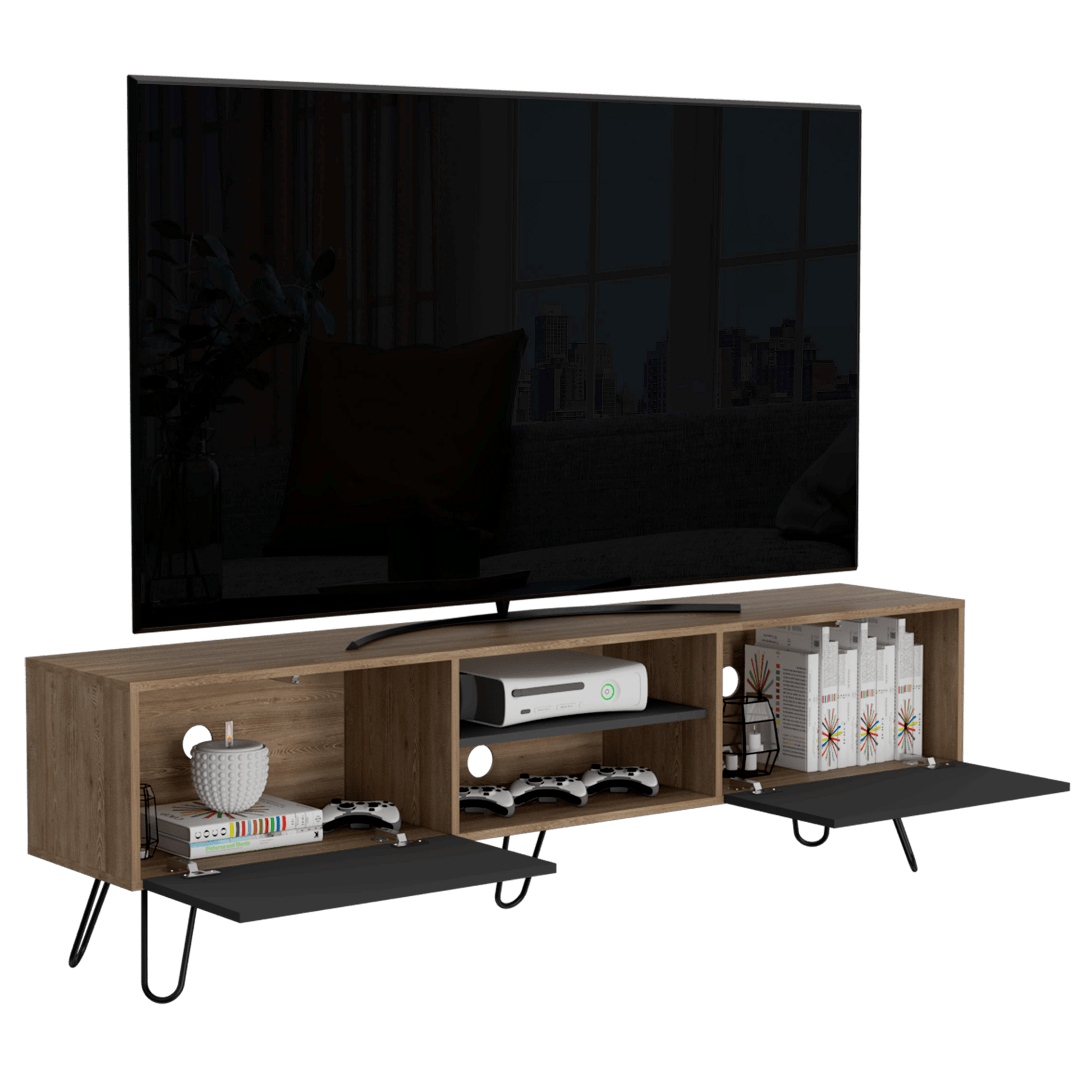 Rack Para Tv Vassel Rta Miel + Plomo