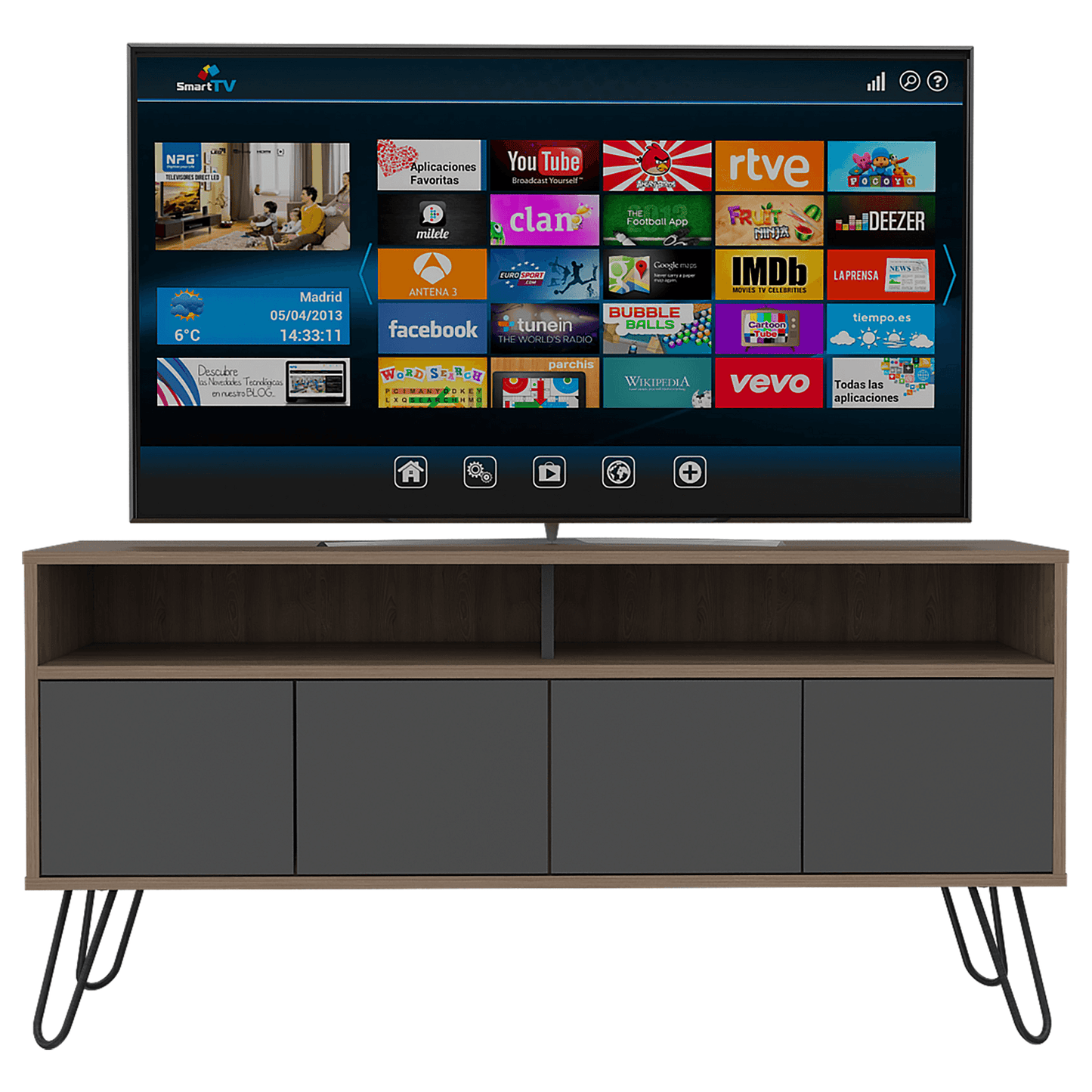 Rack Tv Vassel Rta Miel-Plomo