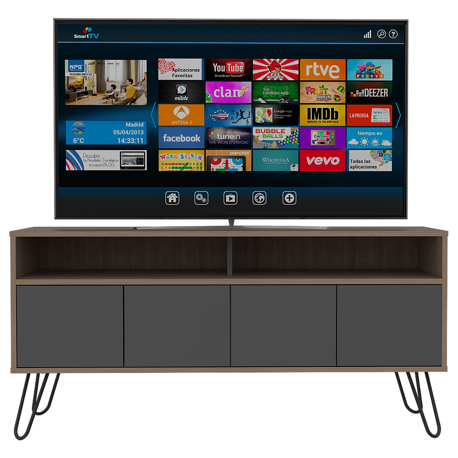 Rack Tv Vassel Rta Miel-Plomo