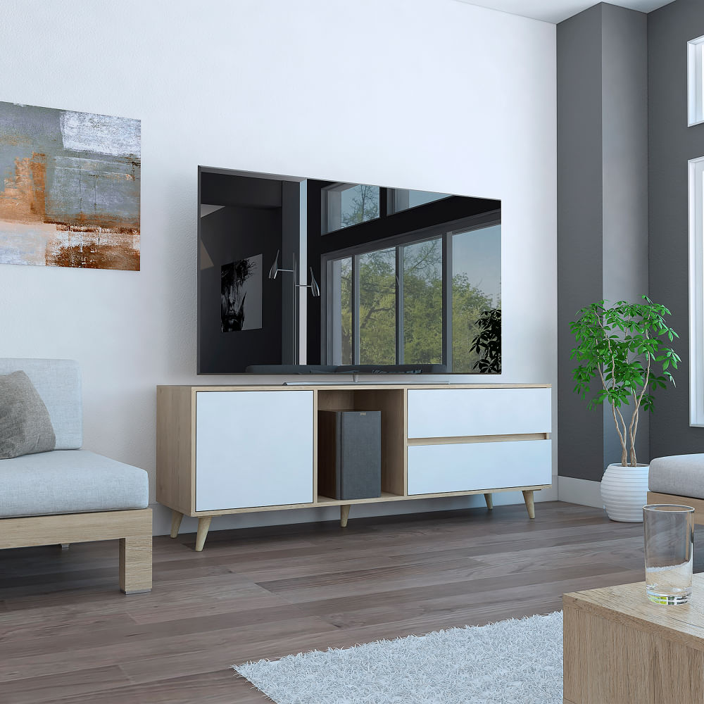 Rack Para Tv Acacia Rovere-Blanco