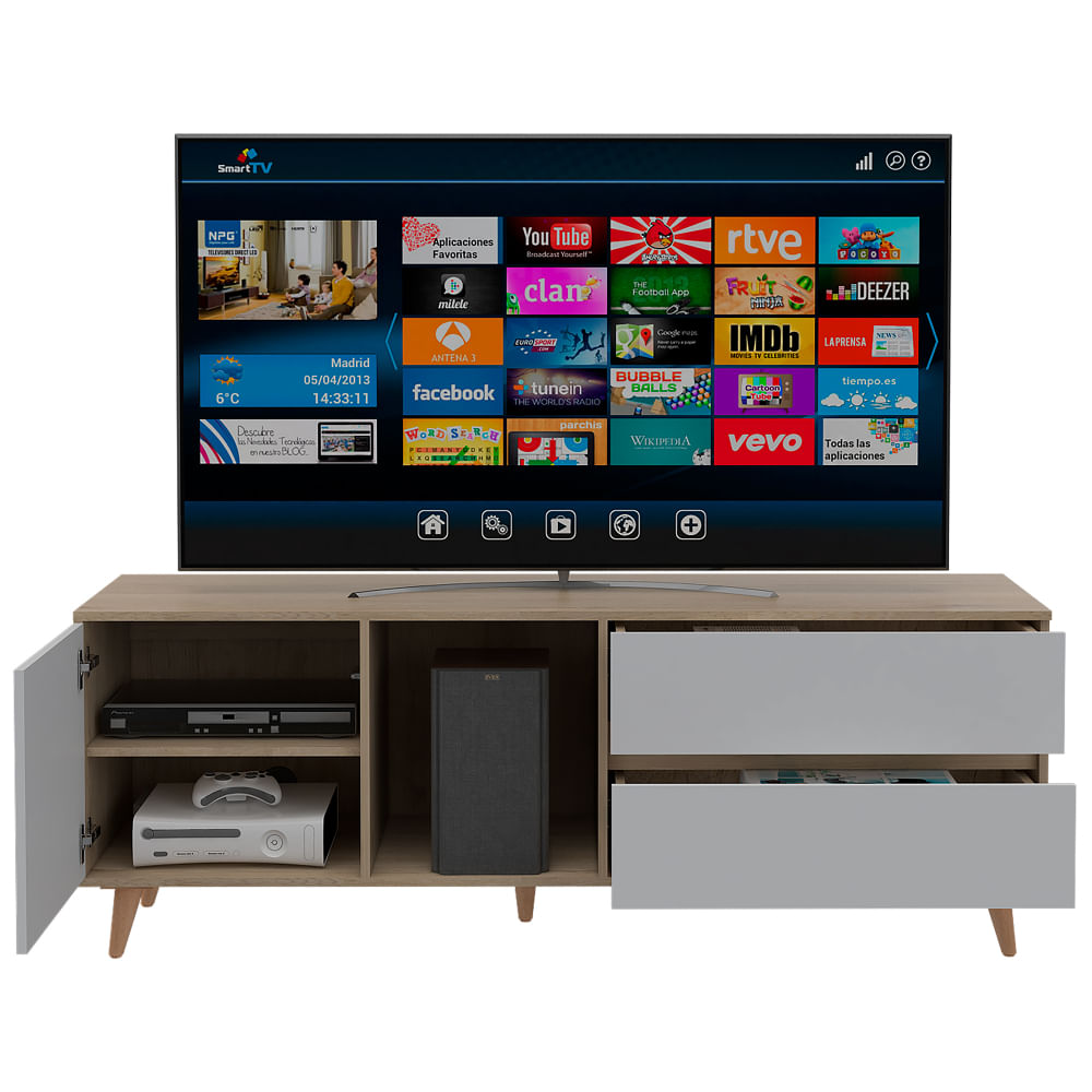 Rack Para Tv Acacia Rovere-Blanco
