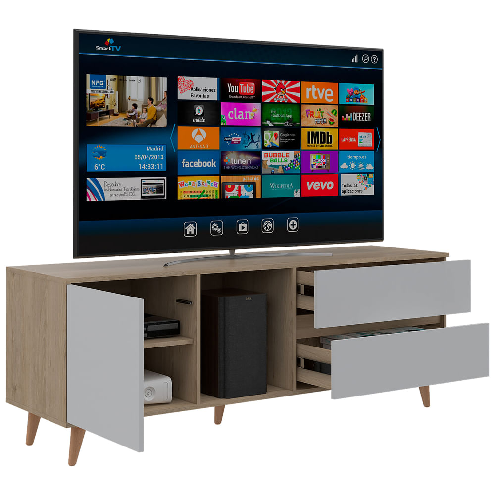 Rack Para Tv Acacia Rovere-Blanco