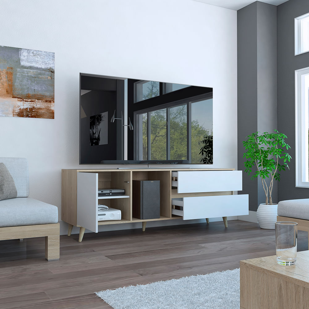 Rack Para Tv Acacia Rovere-Blanco