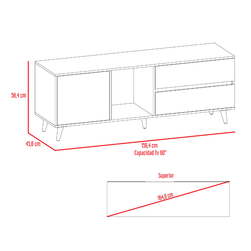 Rack Para Tv Acacia Rovere-Blanco