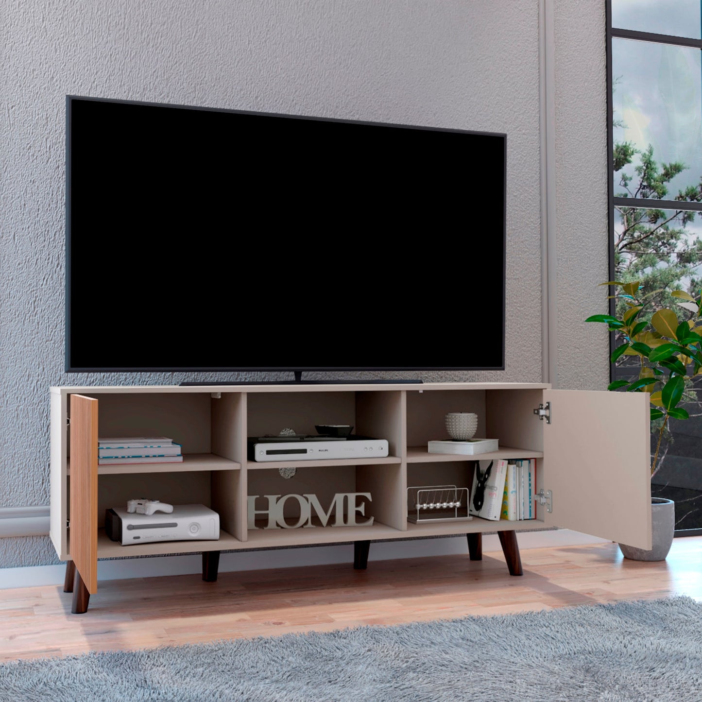 Rack Para Tv Funes 65''  150 Rta Taupe Lenno