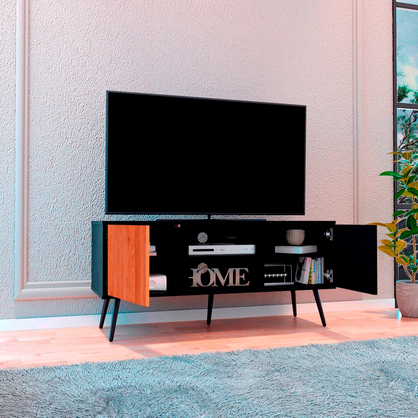 Rack Para Tv 55'' Funes Eco 120 Rta Wengue Miel