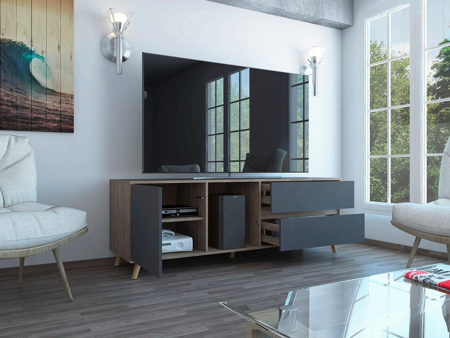 Rack Para Tv Salem Miel+Plomo