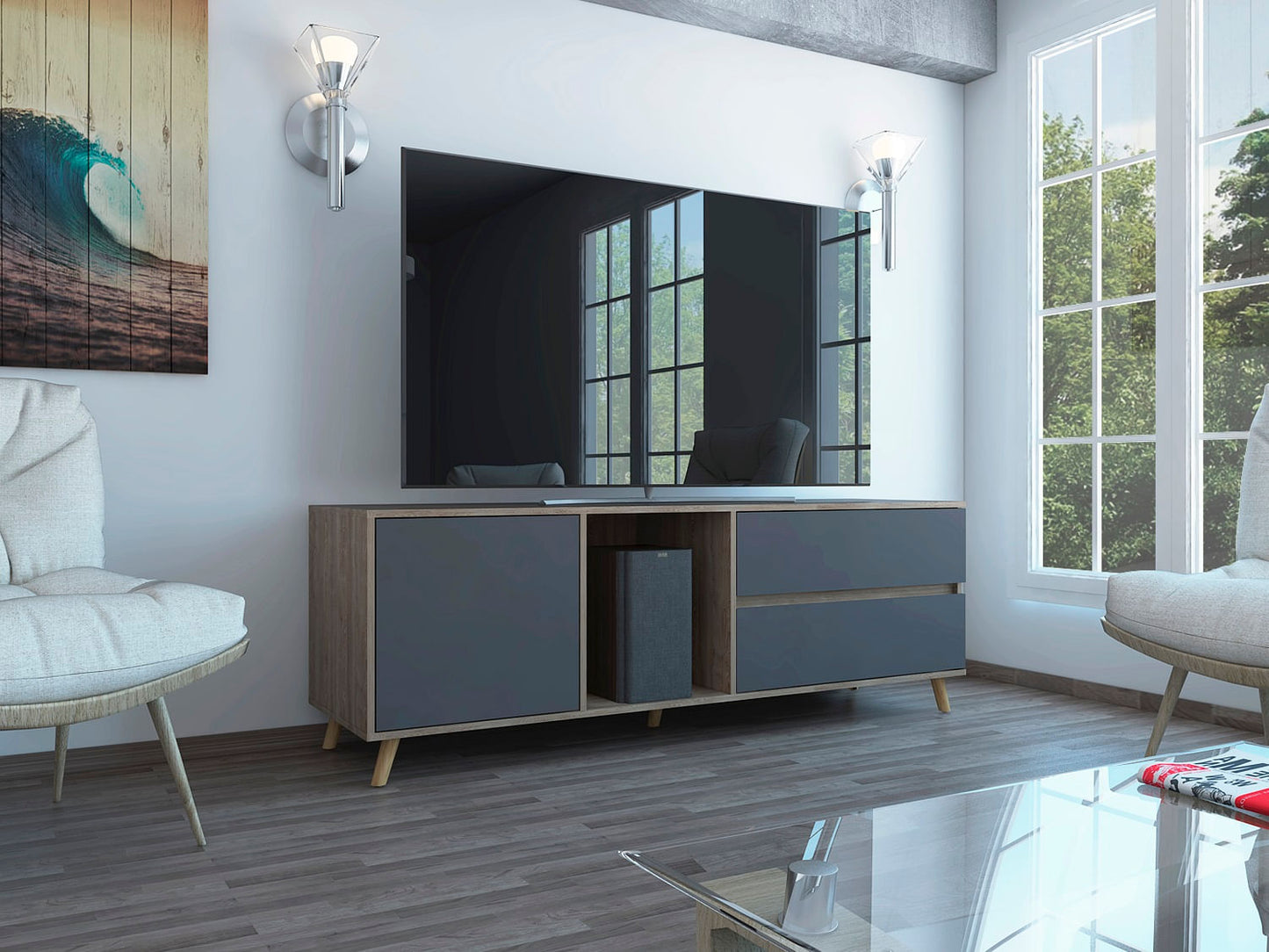 Rack Para Tv Salem Miel+Plomo