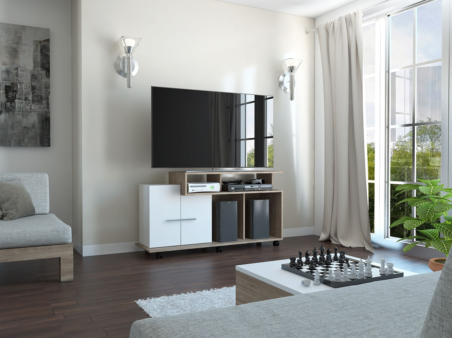 Rack Para Tv Valera  Miel Blanco