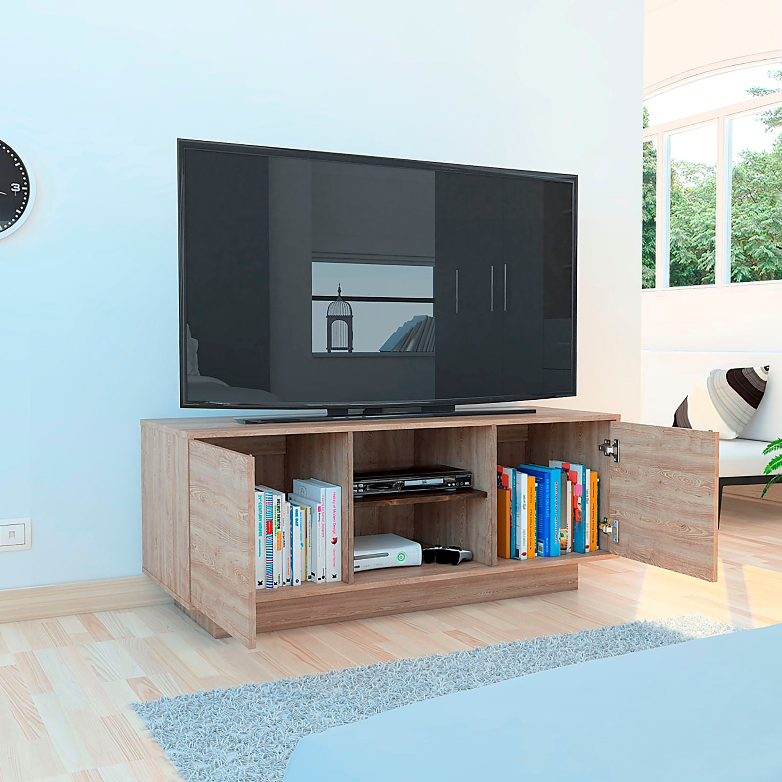 Rack Para Tv Coralina Rta Miel + Nogal