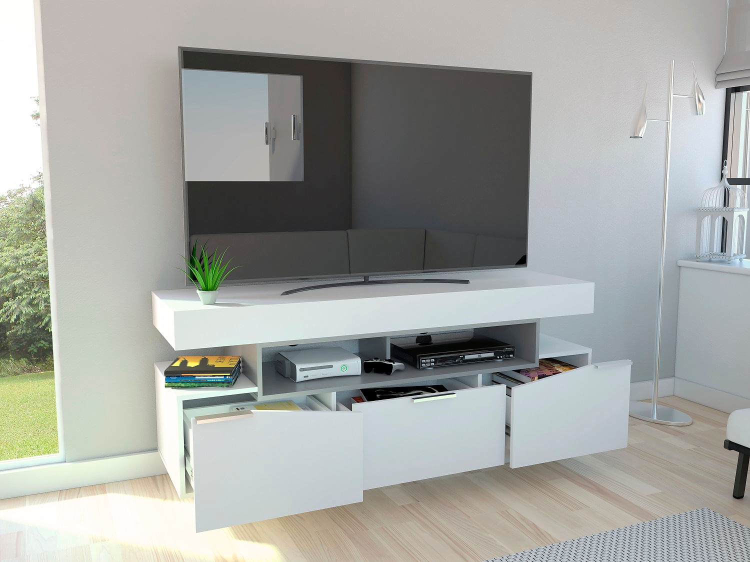 Rack Para Tv Porto Blanco+Plomo