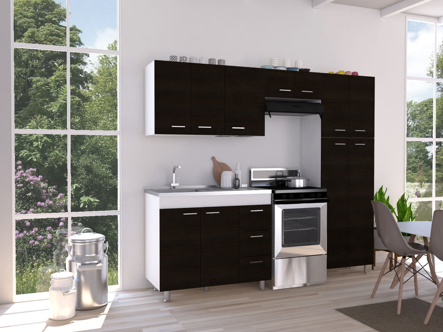 Cocina Completa Ferreti Rta Blanco + Wengue