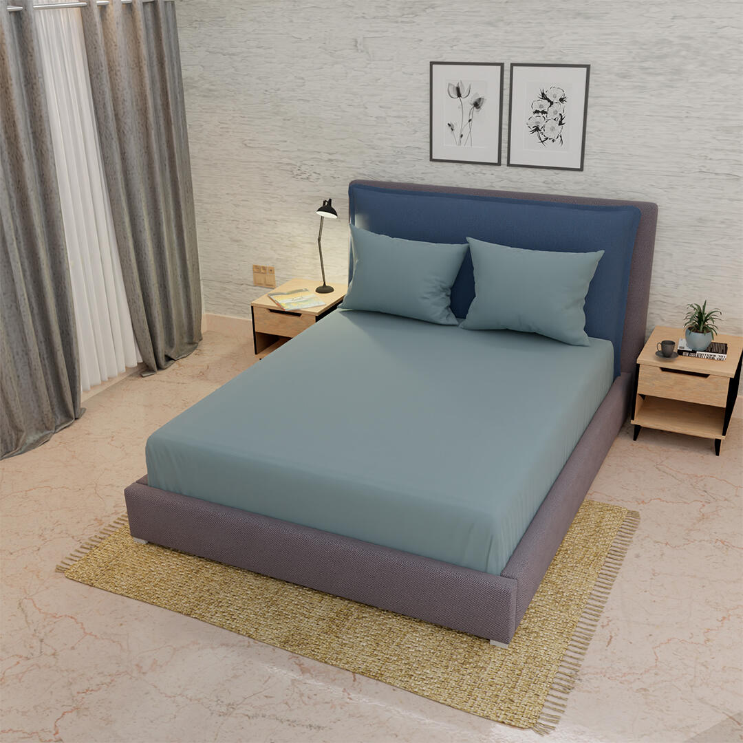 Sábana Ajustable Unicolor Microfibra Suavizada Gris