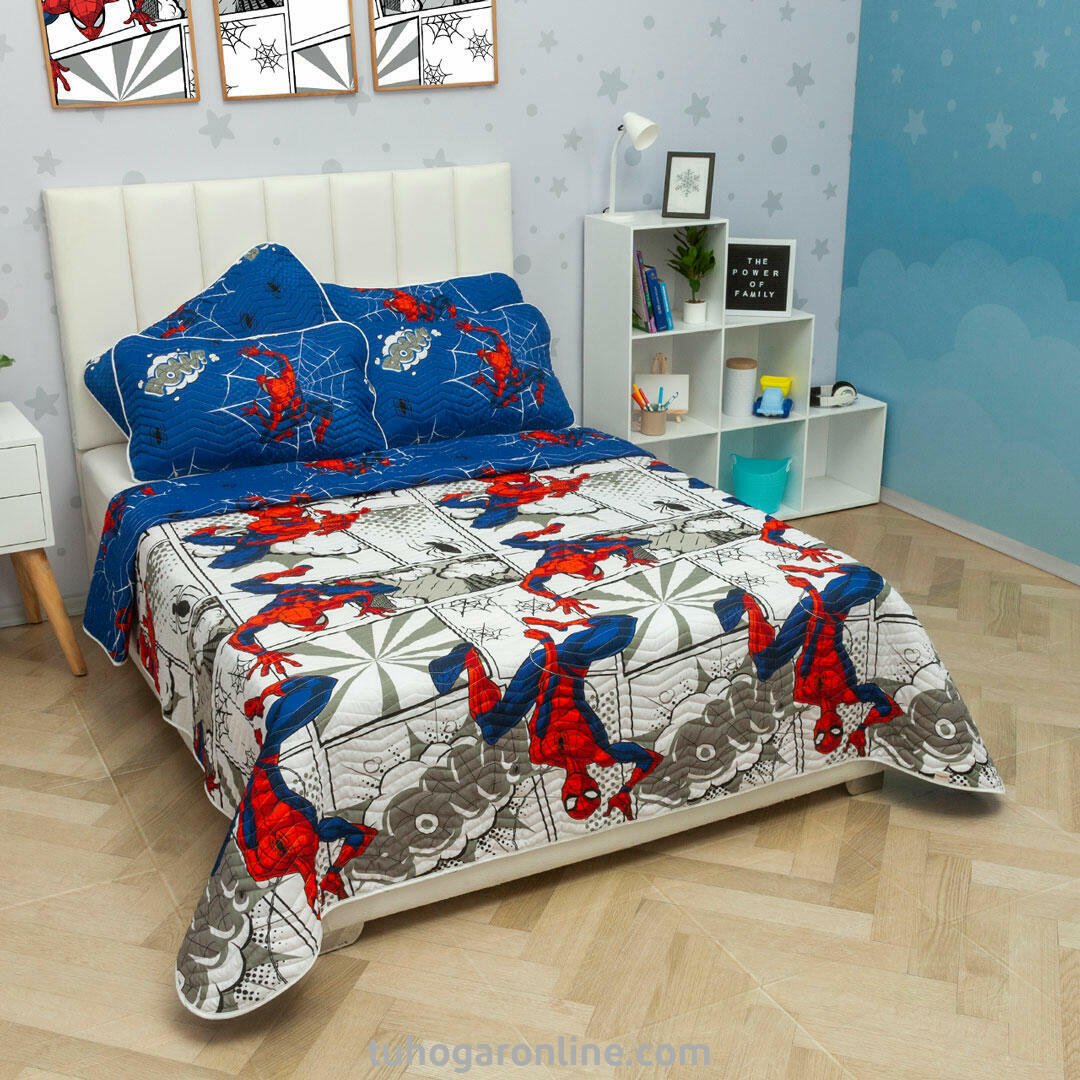Cubrelecho Prensado Cama Semidoble Marvel Spiderman Comics