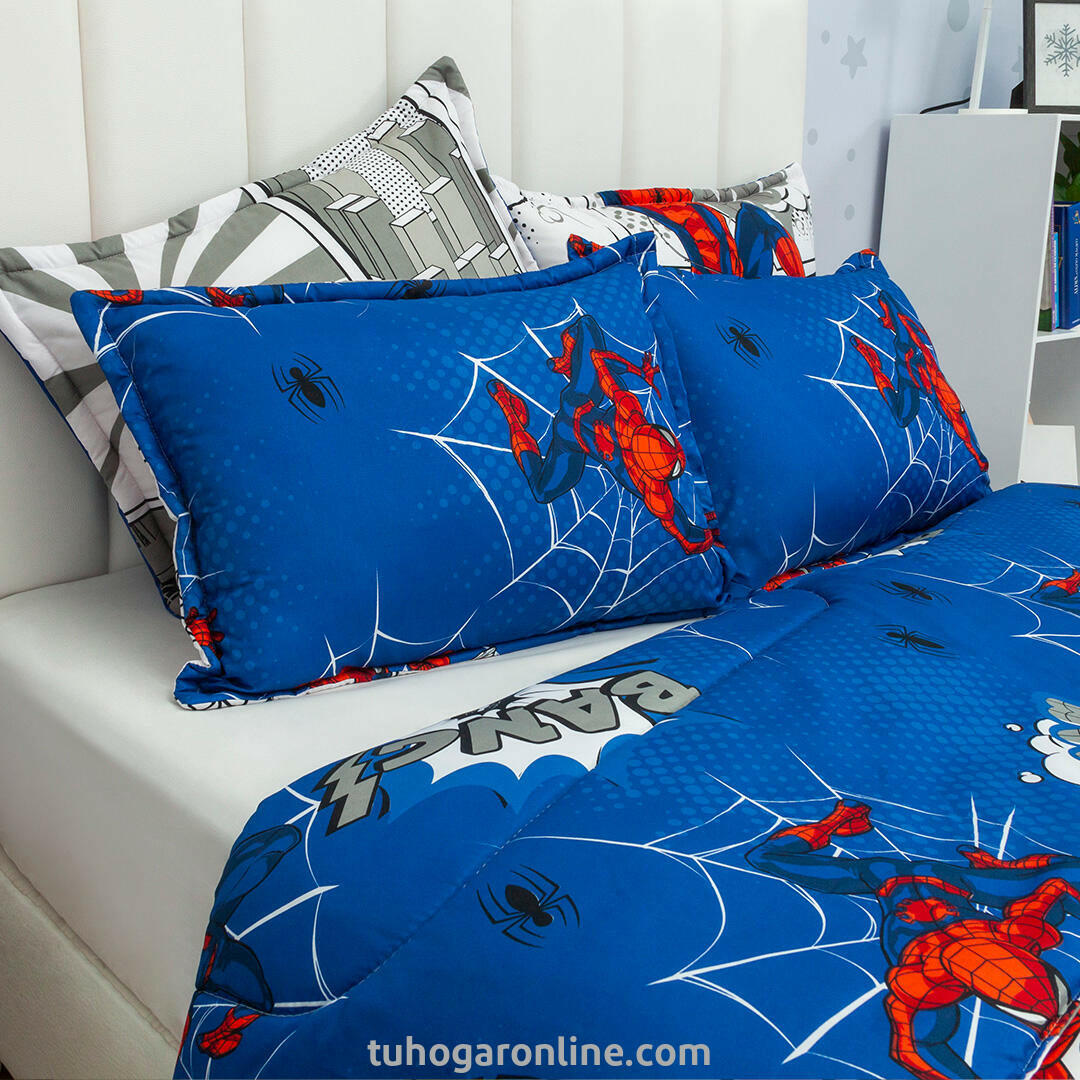 Cubrelecho Acolchado Cama Semidoble Marvel Spiderman Comics