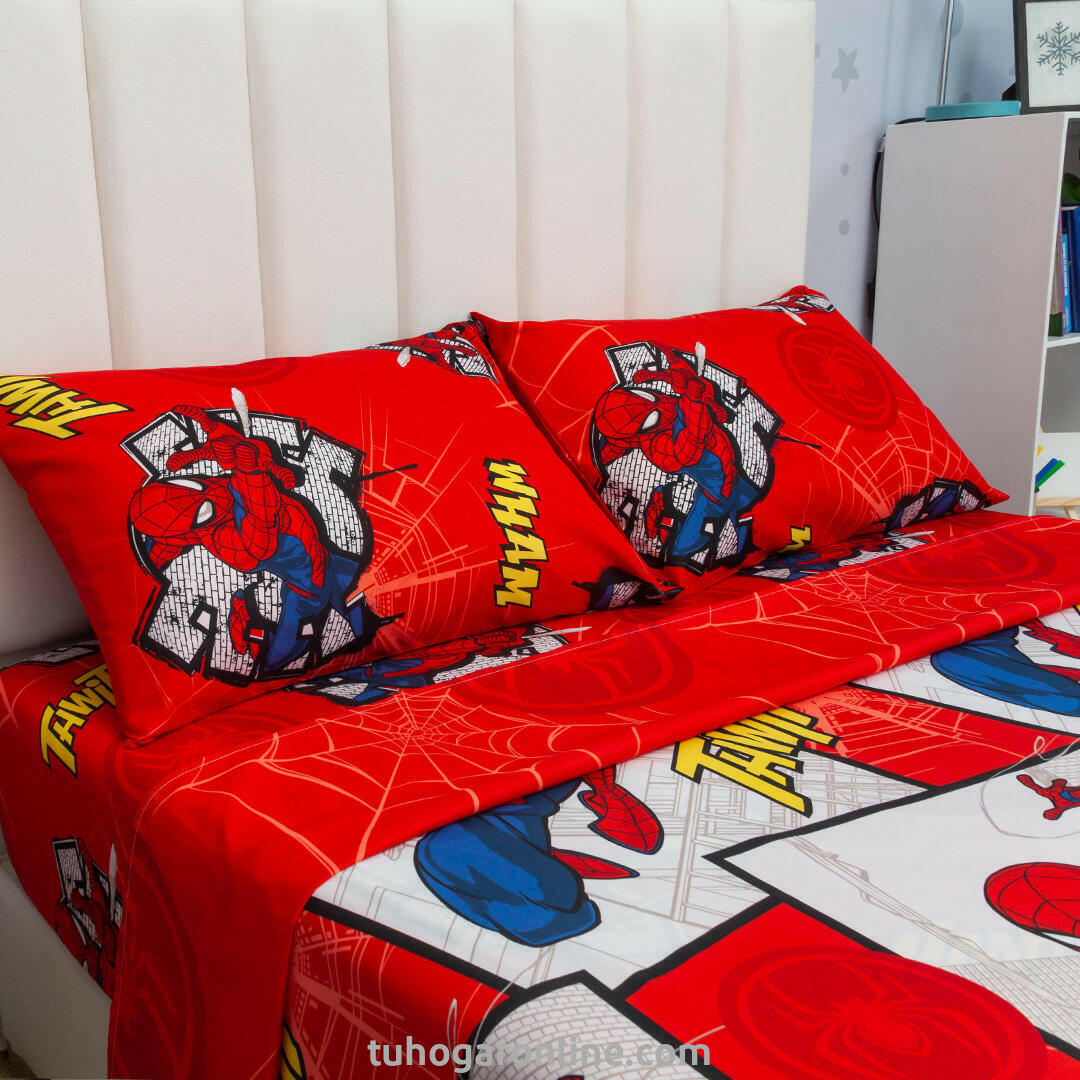 Juego De Sábana Con Cortinas Marvel Spiderman