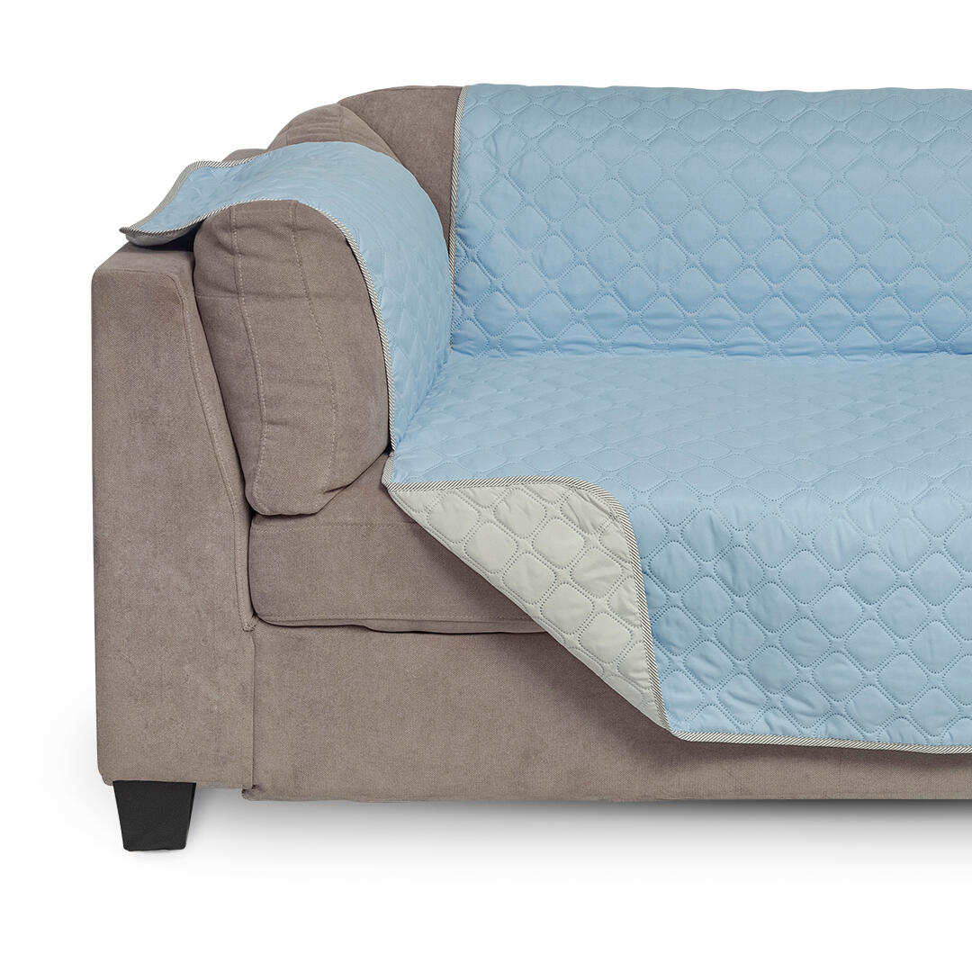 Protector De Sofa Doble Faz (2 Puestos) Gris Azul