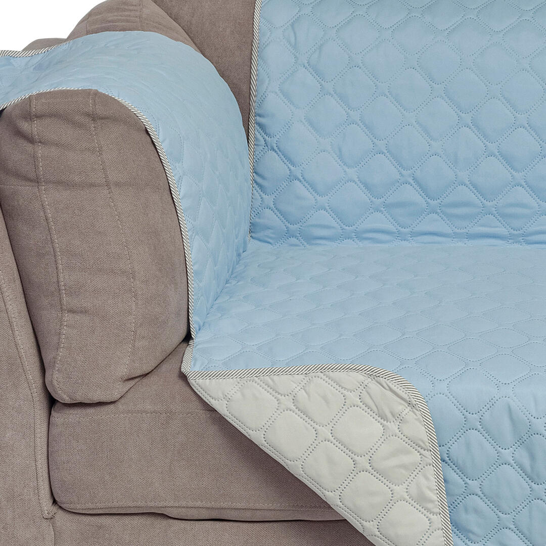 Protector De Sofa Doble Faz (2 Puestos) Gris Azul