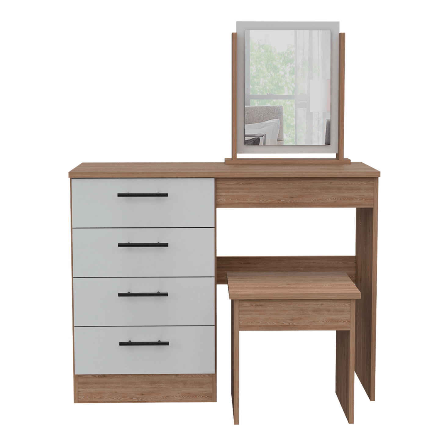 Mueble Tocador Kaia + Banca Rta Miel Blanco