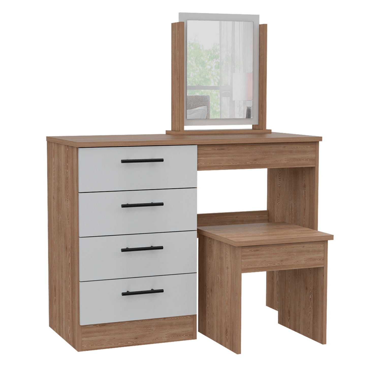 Mueble Tocador Kaia + Banca Rta Miel Blanco