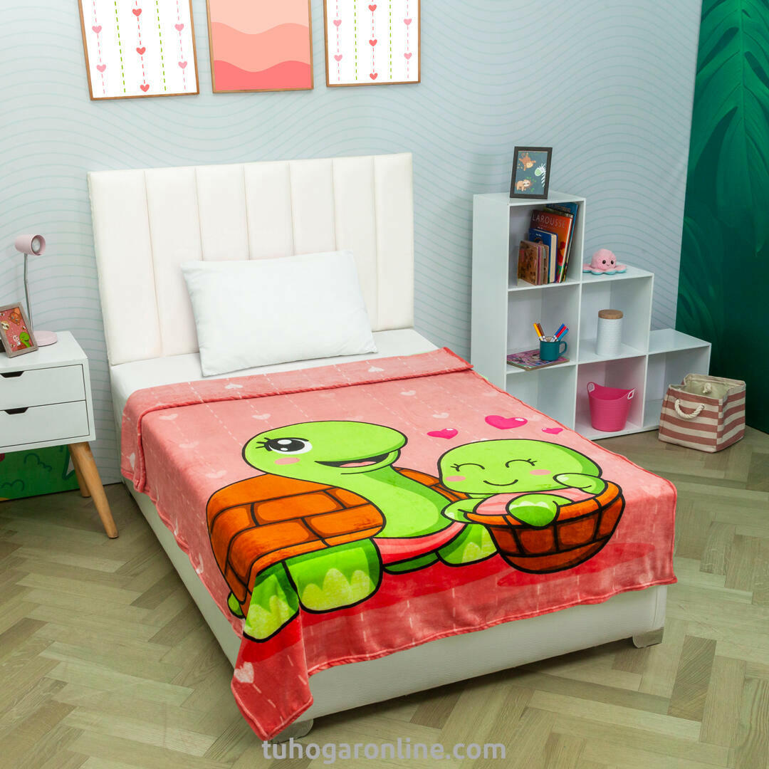 Cobija Línea Zoo Piel De Durazno Estampada Tortugas Estampados Animados